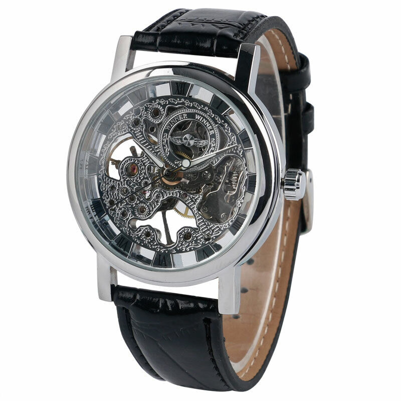 Luxury Watch Nice - Мужские механические часы-скелетоны с серебристым циферблатом