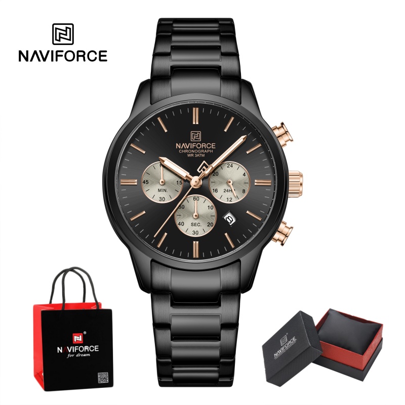 Luxury Watch Box - Мужские кварцевые часы-хронограф NAVIFORCE, водонепроницаемые, с