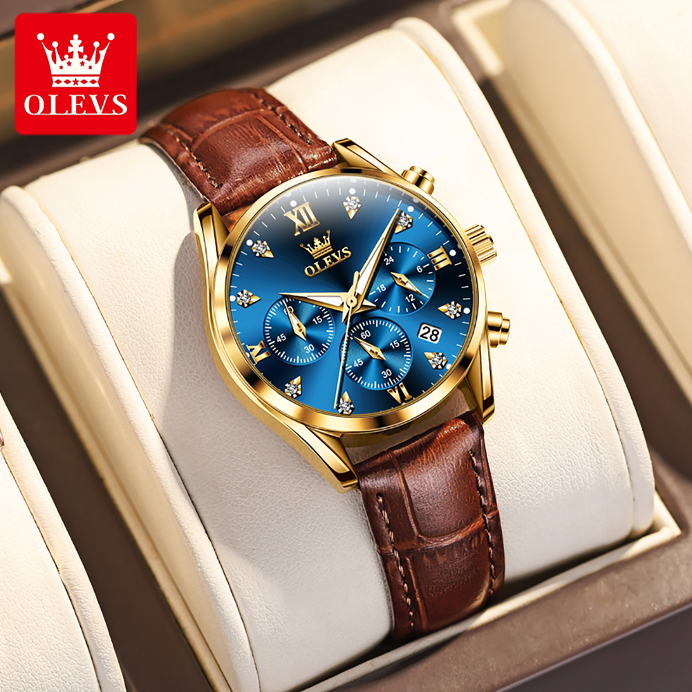 Luxury Watch Leather Strap - OLEVS 5523, оригинальные брендовые женские часы,