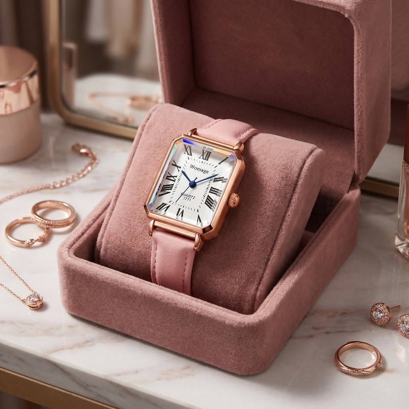 Luxury Watch Leather Strap - Модные прямоугольные кварцевые часы для женщин,