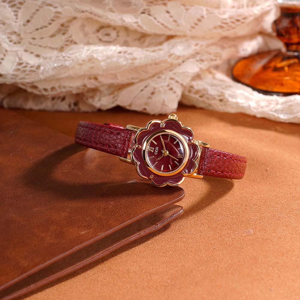Luxury Watch Leather Strap - GEDI элитные ретро-часы с цветочным принтом,