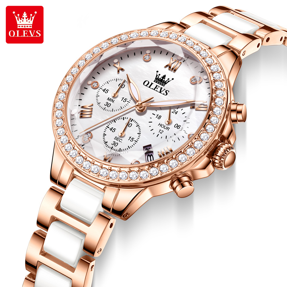 Luxury Watch Leather Strap - OLEVS 9999 Женские кварцевые часы с