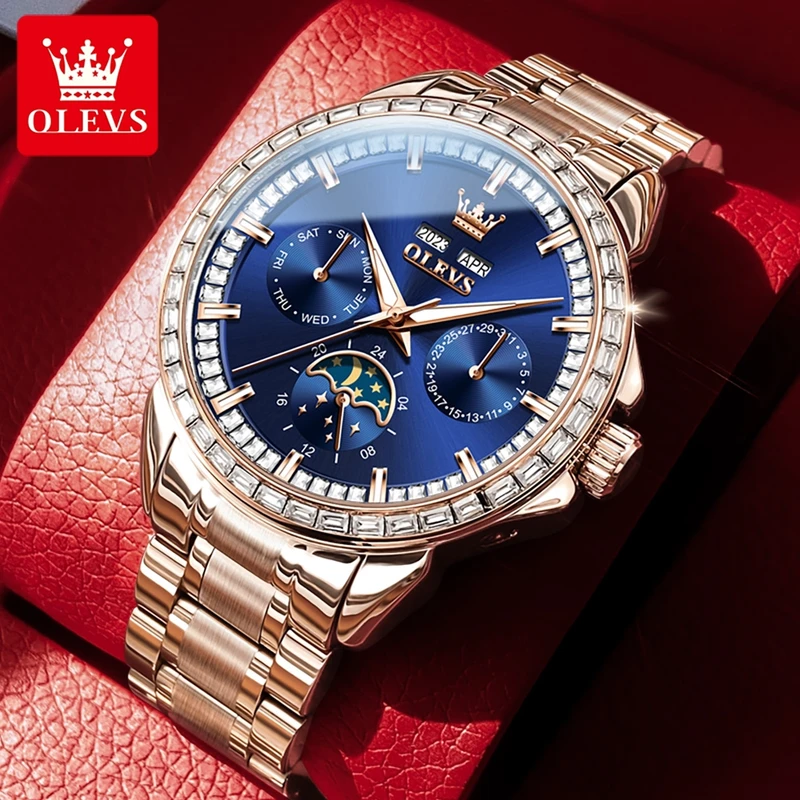 Compass Watch Luxury - OLEVS 6695, новые мужские часы, многофункциональный
