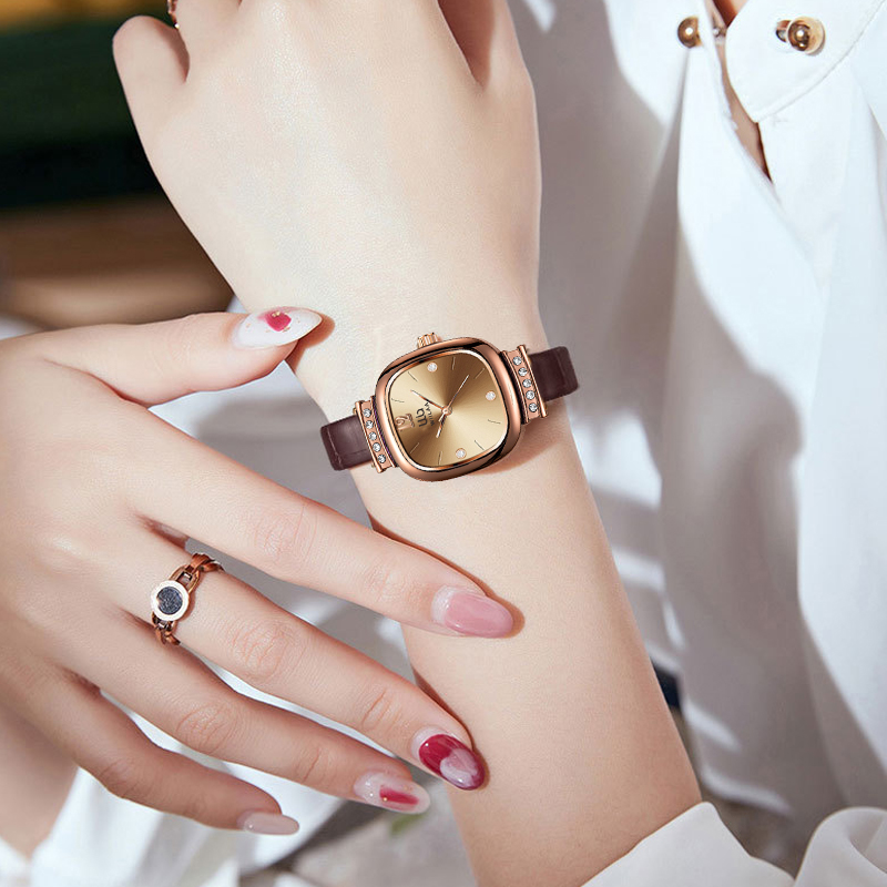 Женские квадратные часы из роз – обзор и цена Luxury Watch Leather Strap