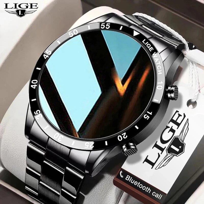 LIGE Новые Bluetooth-смарт-час – обзор и цена Luxury Watch Arabic