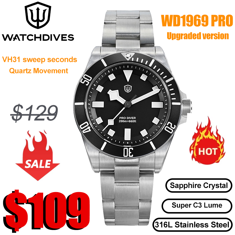 Watchdives WD1969 Pro 38 мм Кв – обзор и цена Diver Watch 300M